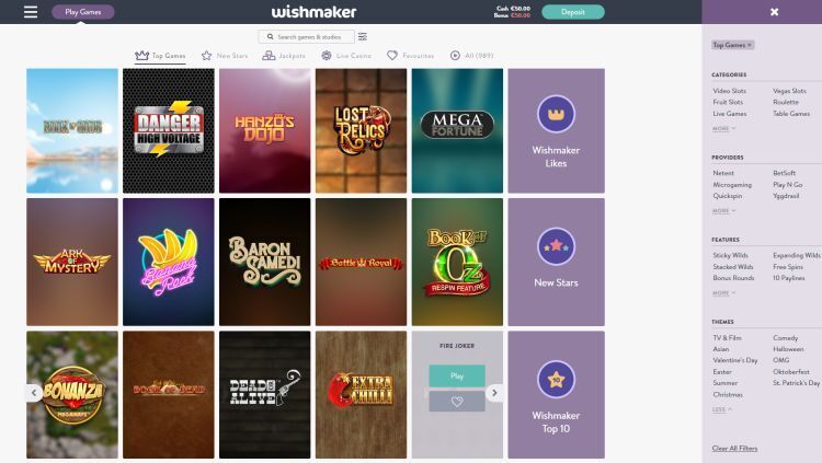 Wishmaker Casino Spelaanbod