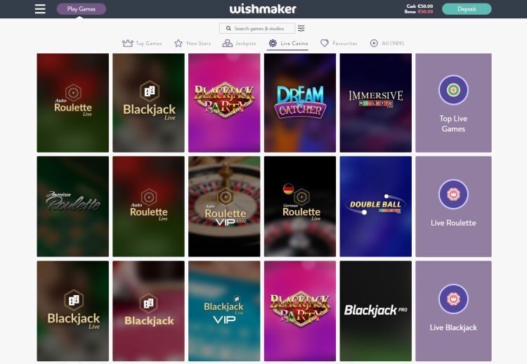 Wishmaker Live Casino