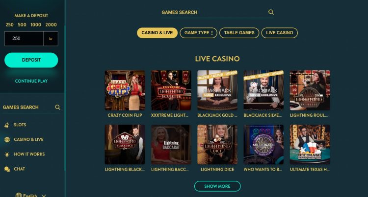 No Account Casino - Live Casino - Review