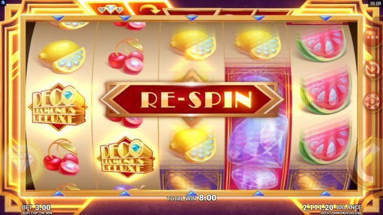 Deco Diamonds Deluxe slot Respin feature