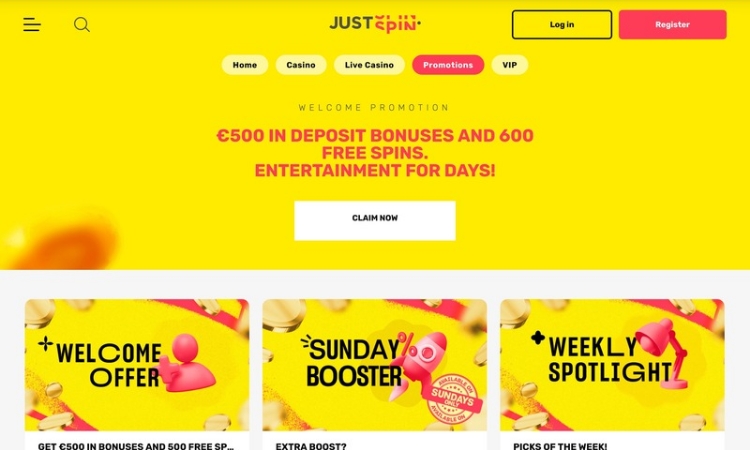 Justspin Promoties en Bonussen