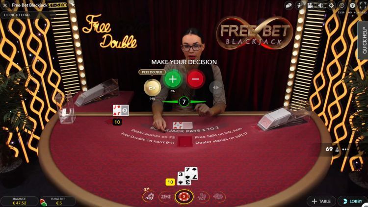 Free Bet Blackjack Evolution Gaming free bet