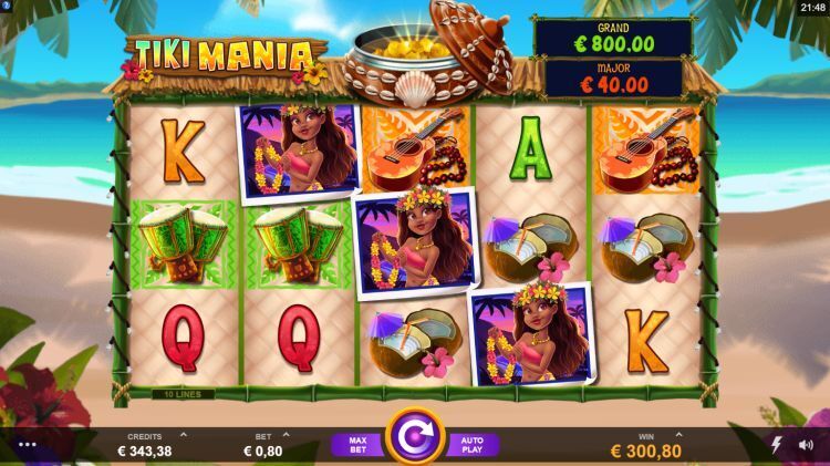 Tiki Mania Microgaming slot bonus win