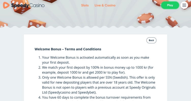 Speedy Casino – Promoties en Bonussen