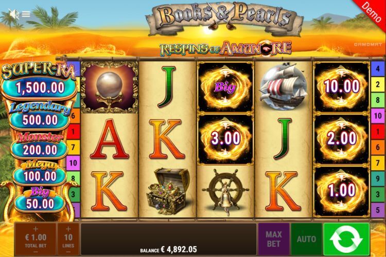 Books and pearls respins of amun re slot review bonus