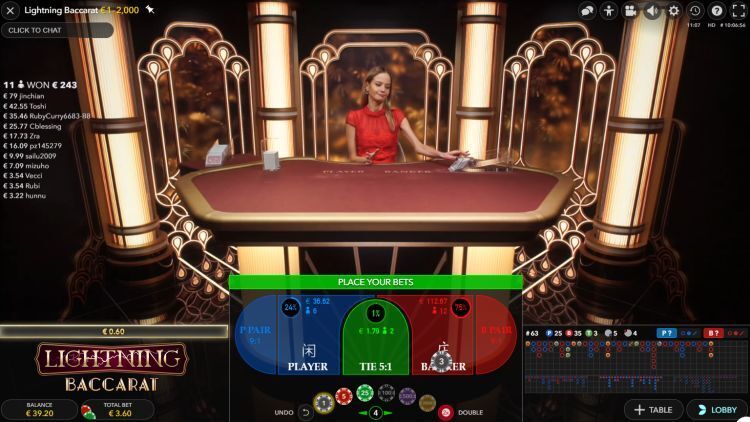 Evolution Lightning Baccarat Gameplay