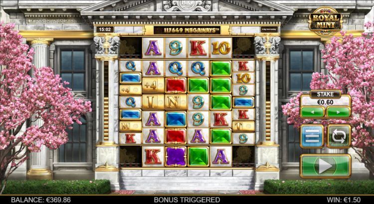 Royal Mint Megaways slot gameplay bonus trigger