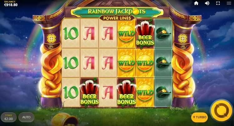 Rainbow Jackpots Power Lines beer bonus