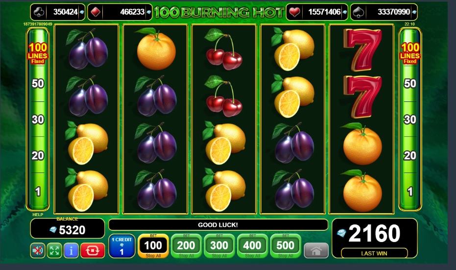 100 burning hot slot