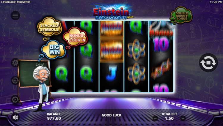 Einstein Eureka Moments Deluxe slot feature gameplay