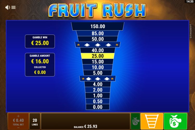 Fruit Rush gokkast gamble feature