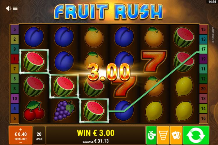 Fruit Rush gokkast Gamomat win