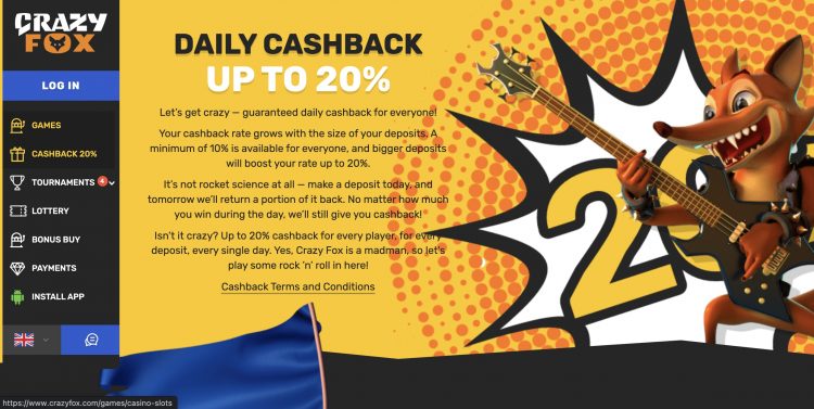 Crazy Fox Casino Cashback