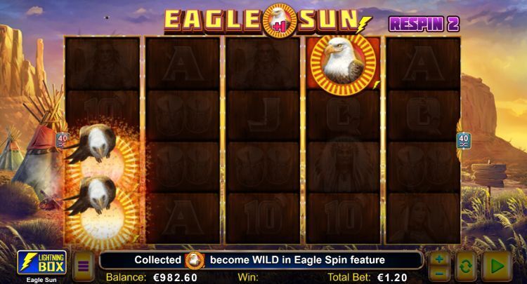 slots-eagle-sun-logo-lightning box feature respin