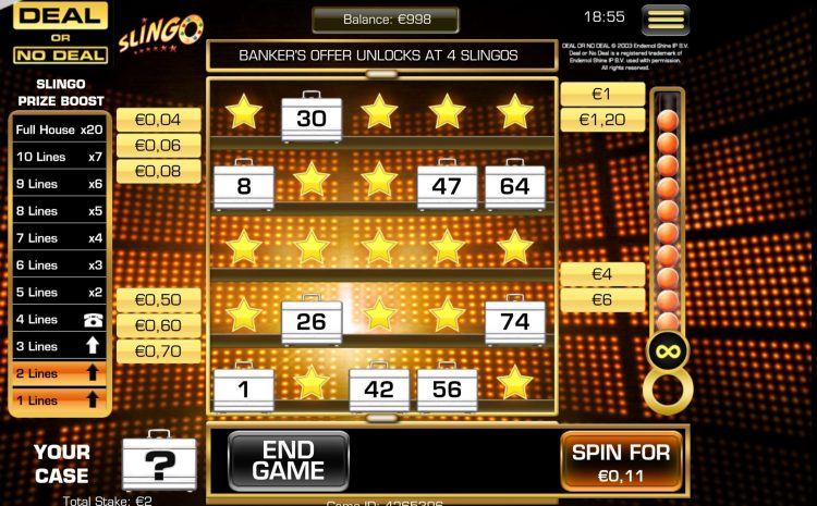 Slingo Originals Deal or no Deal Slingo Gameplay