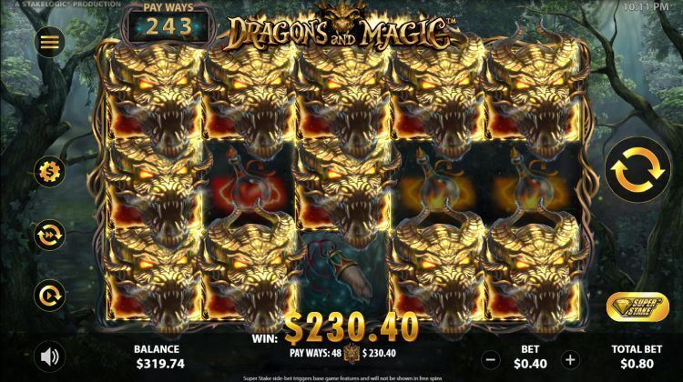Dragons and magic slot review stakelogic big win