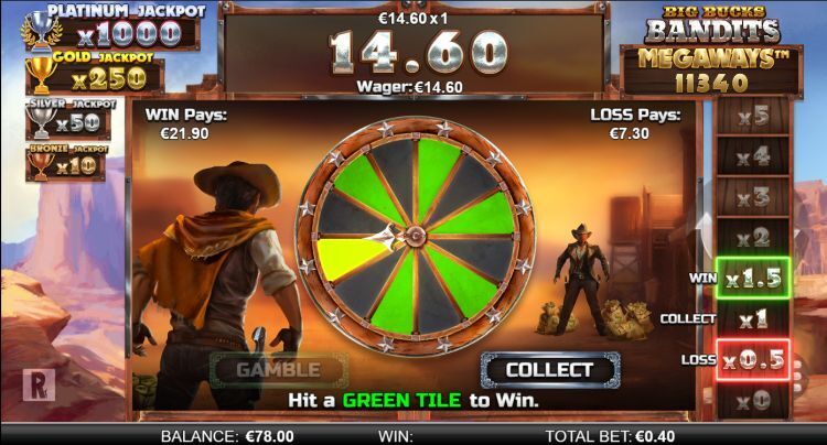 Big Bucks Bandits Megaways gamble feature