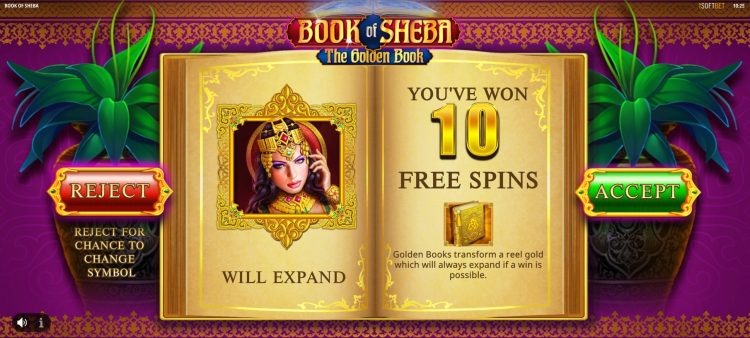 Book of Sheba The Golden Book gokkast Free Spins bonus