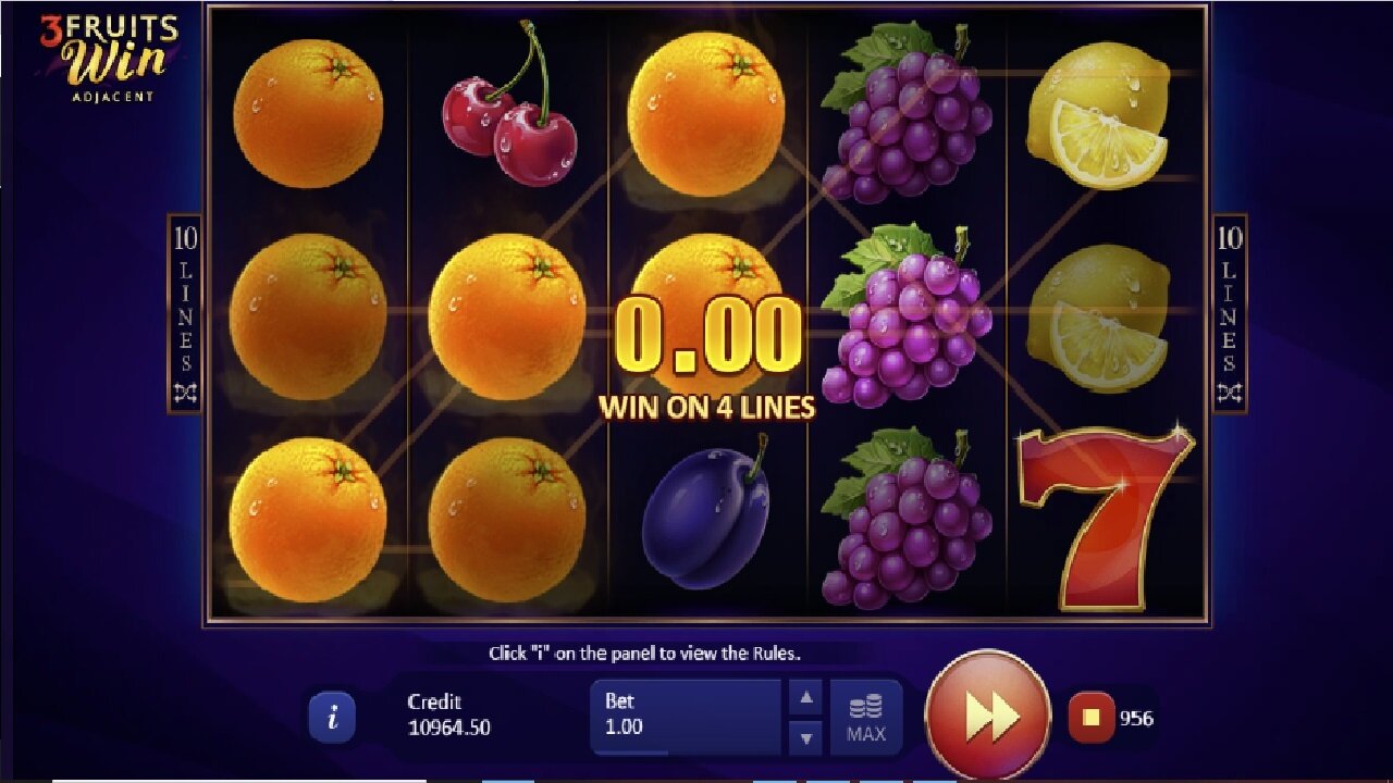 3 fruits win 10 lines