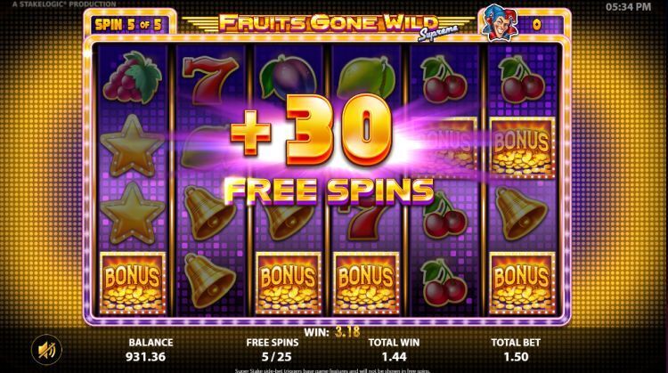 Fruits Gone Wild Supreme online slot bonus trigger