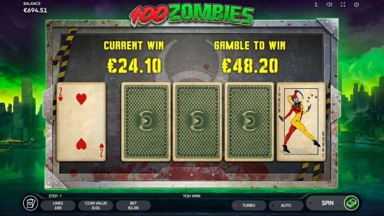 100 Zombies slot gamble feature