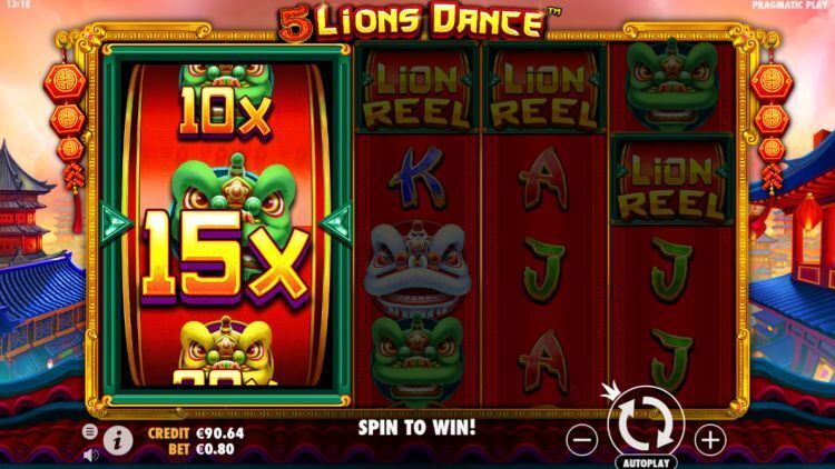 5 Lions Dance slot feature win