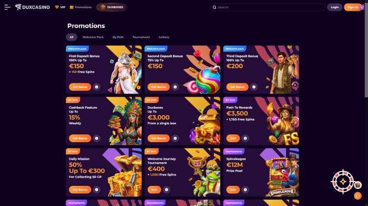 Duxcasino Promoties en Bonussen