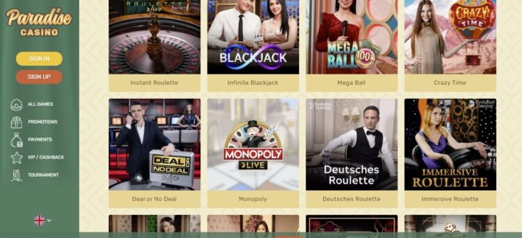 Paradise Casino Spelaanbod