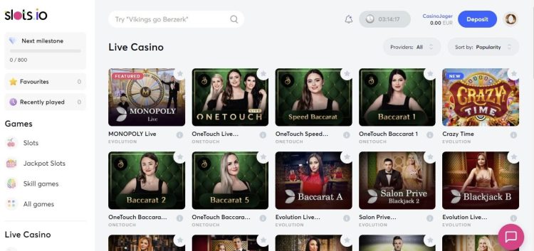 Slots.io Live Casino Spelaanbod