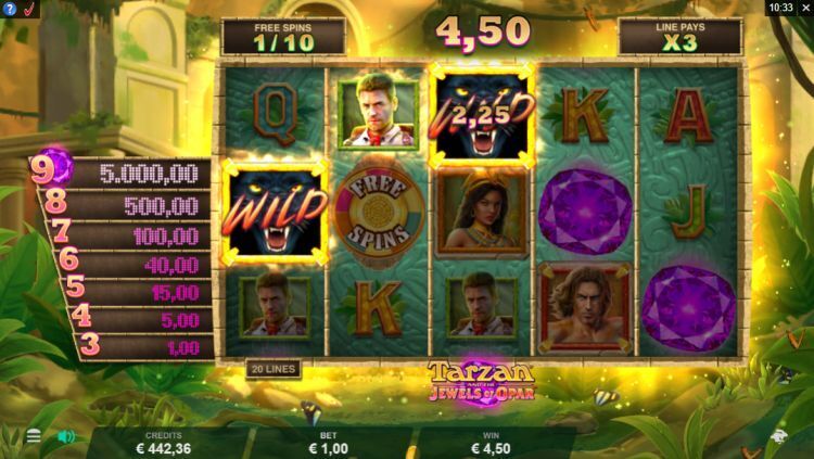 Tarzan and the jewels of Opar slot review free spins win