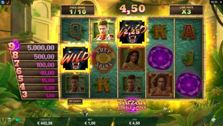 Tarzan and the Jewels of Opar slot Free Spins win
