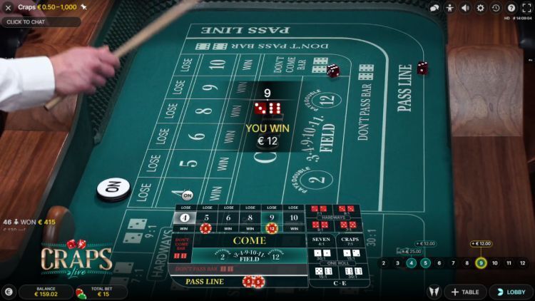 Craps live evolution gaming review win