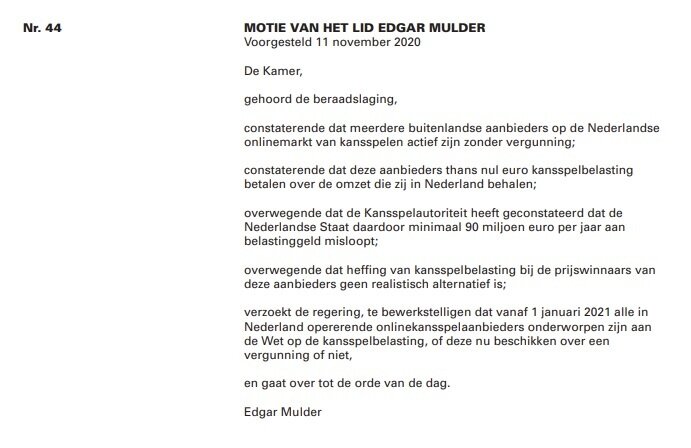 Motie Edgar Mulder