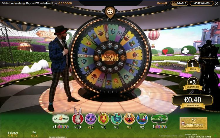 Adventures Beyond Wonderland Live Wonderspins Bonus