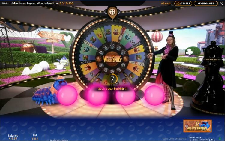 Adventures Beyond Wonderland Walterspins Bonus Game