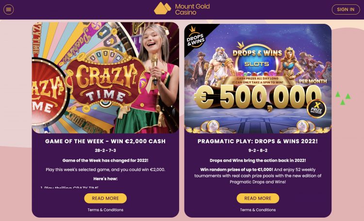 Mount Gold Casino Bonus