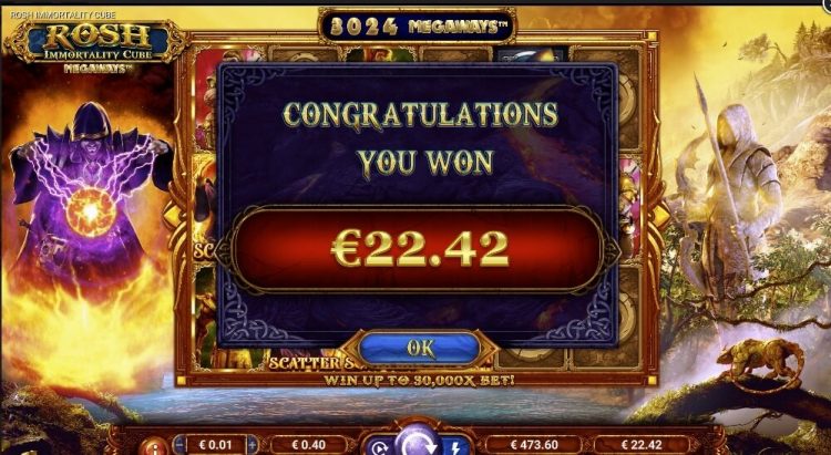 Rosh Immortality Cube Megaways slot bonus win