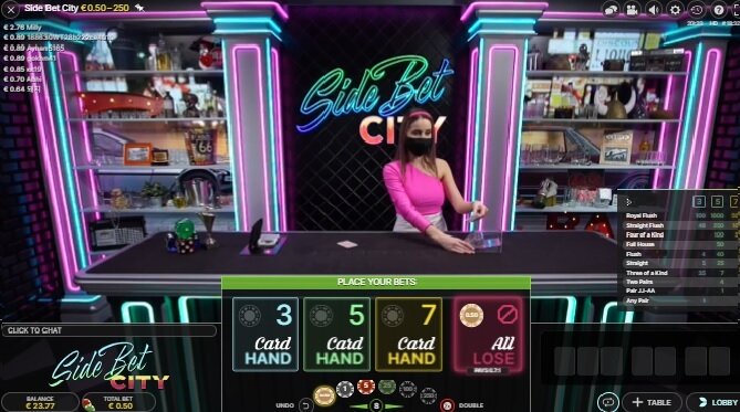 Evolution Side Bet City Gameplay