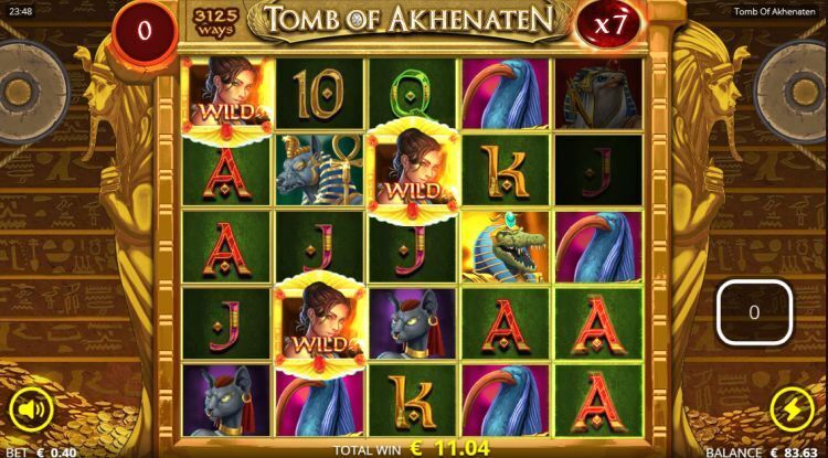 Tomb of Akhenaten online slot gameplay
