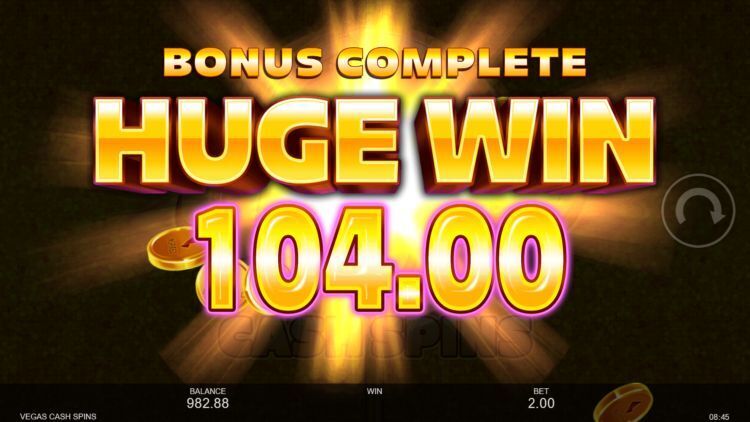 Vegas Cash Spins slot inspired big win bonus
