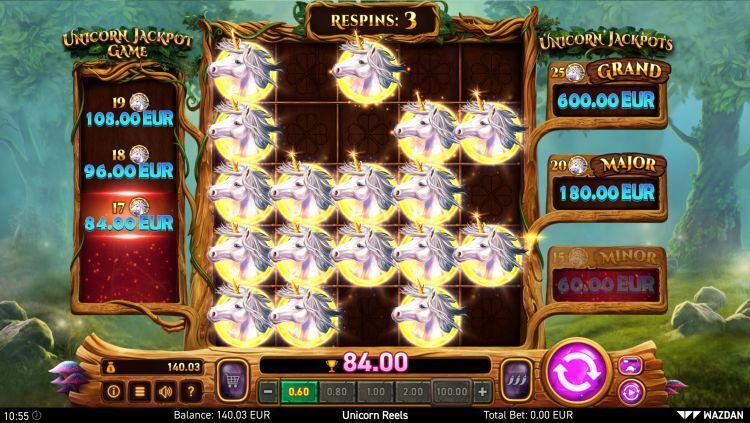 Unicorn Reels online slot bonus gameplay