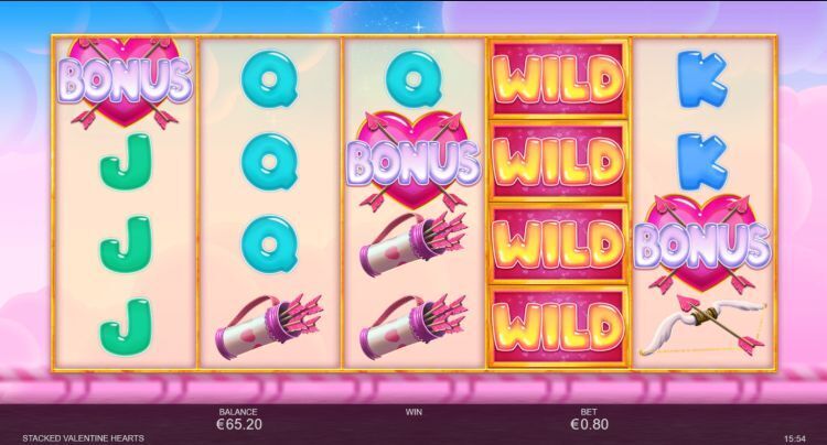 Stacked Valentine Hearts slot bonus trigger