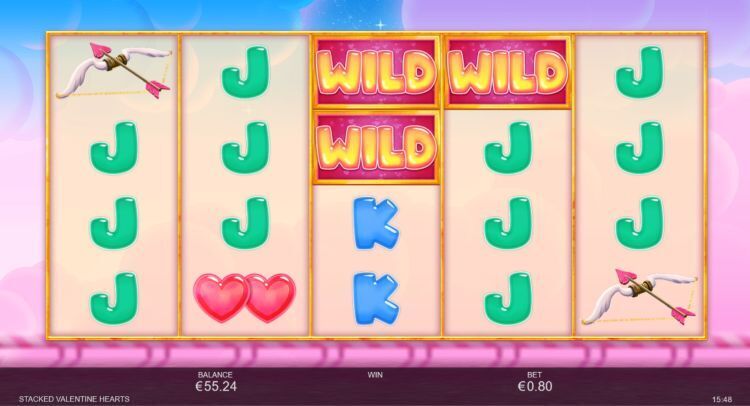 Stacked Valentine Hearts slot win
