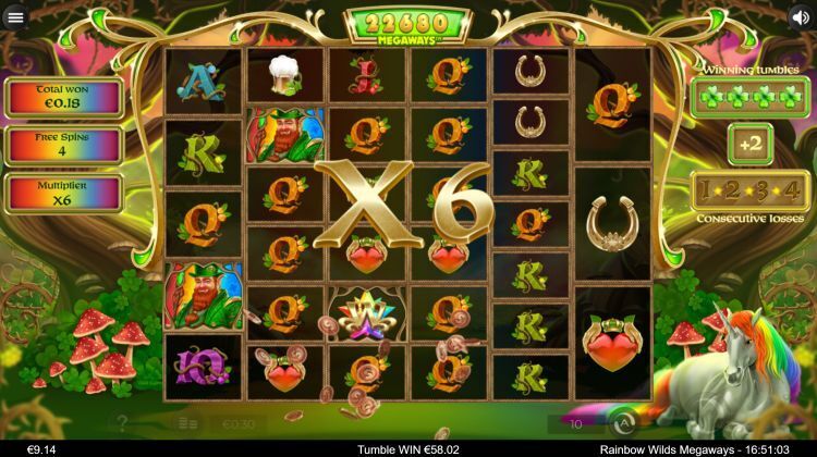 Rainbow Wilds Megaways slot free spins big win