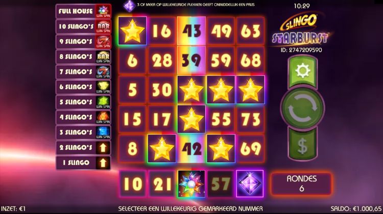 Slingo Originals Slingo Starburst Gameplay