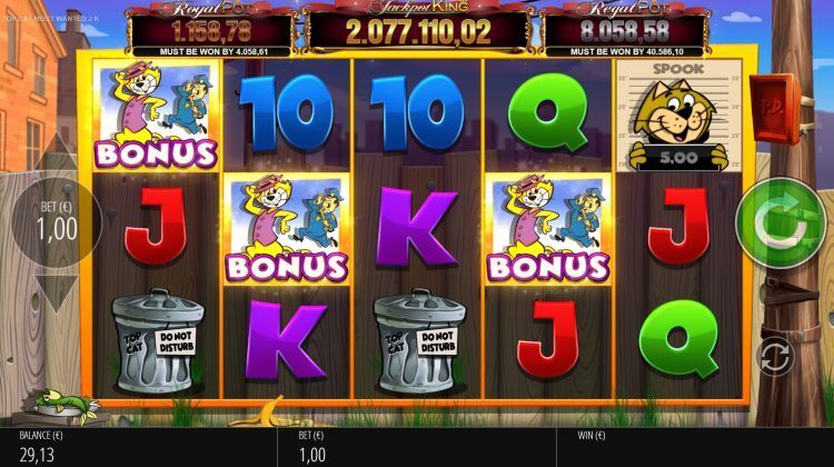 Top Cat Most Wanted Jackpot King slot bonus trigger