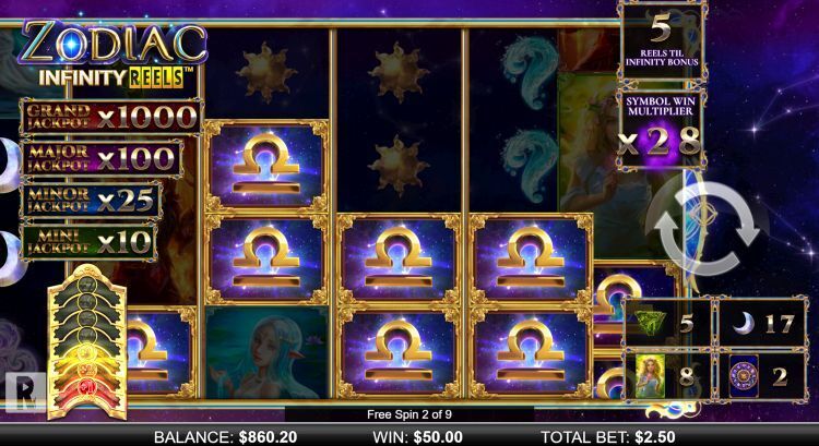 Zodiac Infinity Reels slot review reel play