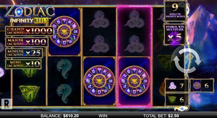 Zodiac Infinity Reels slot review reel play bonus trigger