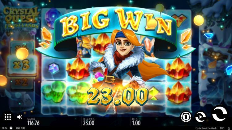 Crystal Quest Frostlands slot Thunderkick big win