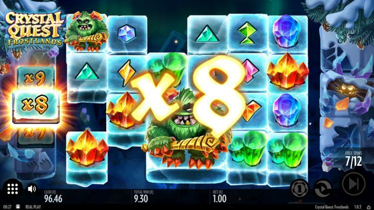 Crystal Quest Frostlands slot review Thunderkick bonus